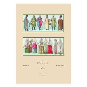  Russian Historical Figures and Popular Costumes by Racinet 