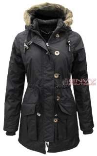 WOMENS LADIES MILITARY HOODED PADDED QUILTED PARKA JACKET COAT SIZE 10 