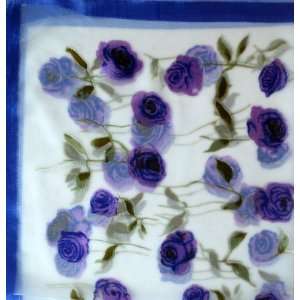  Silk Scarf   Purple Roses 