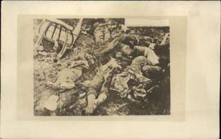 WWI Dead Soldiers in Field   German? Real Photo Postcard Death MaCabre 