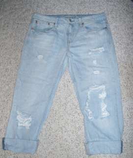 Womens AMERICAN EAGLE Distressed Denim Capri Jeans~Sz 6  