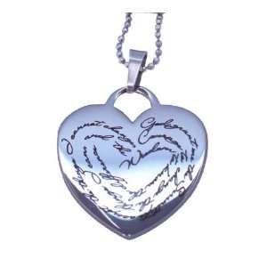 Serenity Prayer Stainless Steel Heart Pendant Necklace