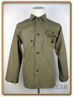 WW2 USMC P44 HBT Utility Shirt L (44R) (Mixed Fabric)  