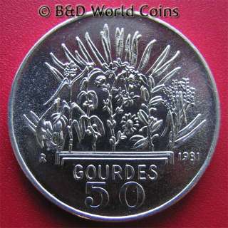 HAITI 1981 50 GOURDES .60oz SILVER AU/BU FAO 32mm HAITIAN COIN KM# 149 