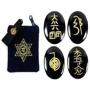 REIKI HEALING SET ~ Set of 4 Usui Reiki Symbol Stones & Small Reiki 