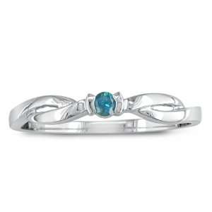    10K White Gold Blue Diamond promise rings Ring .06ct Jewelry