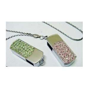  New 8GB Pink Crystal Style USB Flash Drive with Necklace 