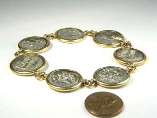 TERRIFIC ANTIQUE / VINTAGE 18K GOLD ANCIENT SILVER ROMAN COIN 