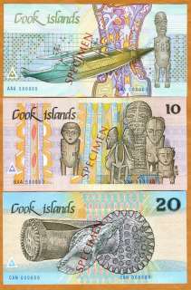Cook Islands, Specimen Set, $3;10;20 (1987) P 3;4;5 UNC  