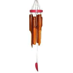  Asli Arts LG Pink Ring Bamboo 46 Inch Wind Chime Patio 