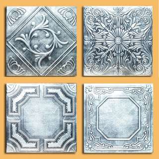 Antique Ceiling Tile 20x20   ANET Silver/Black TIN LOOK Styrofoam Glue 