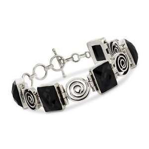  Black Onyx and Spiral Bracelet In Sterling Silver. 7 