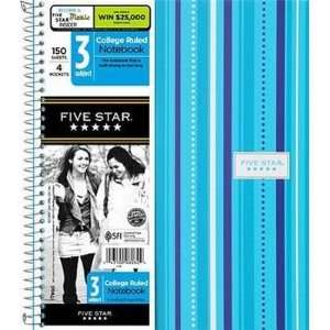 Mead 5 Star Spiral Style 3 Subject Notebook, 150 Sheets (8 