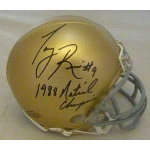   Tony Rice 88 Champs SIGNED Notre Dame Mini Helmet