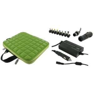   AC and DC Adapter Charger Home / Car / Airplane   Square Design Green
