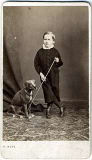 Rare VINT.1860s CDV boy with DOG*by H. KLEE  
