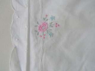 Anns BABY Embroidered Pink delicate flowers White Pillow Sham 