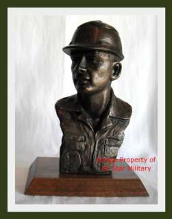 Civil Engineer US Air Force Bronze Bust Trophy Award Sculpture 