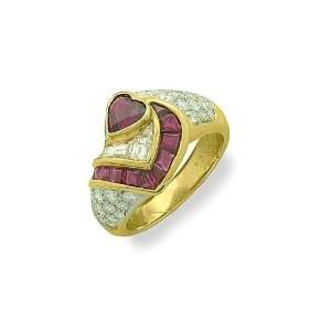 Gioie Ladies Ring in White/Yellow 18 karat Gold with Ruby and Diamond 