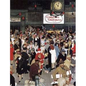 Union Station, Chicago, Christmas Poster Print on Canvas by Norman 