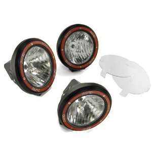  3 x 7 Black Round HID Off Road Lights with Wiring Harness 
