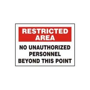 NO UNAUTHORIZED PERSONNEL BEYOND THIS POINT Sign   7 x 10 