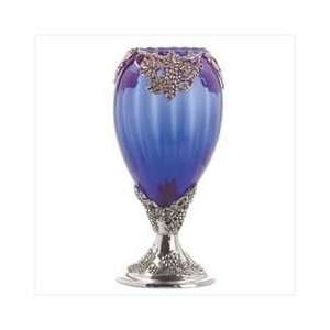  Silver Plated Blue Glass Grapevine Vase: Home & Kitchen