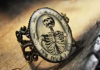   Mori Skull Victorian Gothic Mourning Antique Bronze Ring 44 AR  