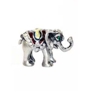  Mini Indian Bejeweled Elephant Figurine (Silver) Figurine 