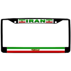  Iran Iranian Old Flag Black License Plate Frame Metal 