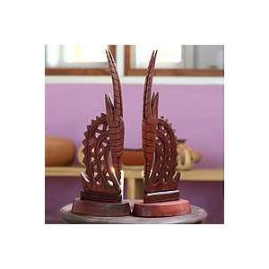   NOVICA Mahogany statuettes, Bambara Antelopes (pair)