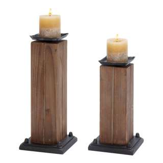 Rustic Serenity Raw Wooden Handcrafted Candle Holders   Set of 2 