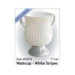 Acrylic Wash Cup White Stripes and Silver Base Everything 