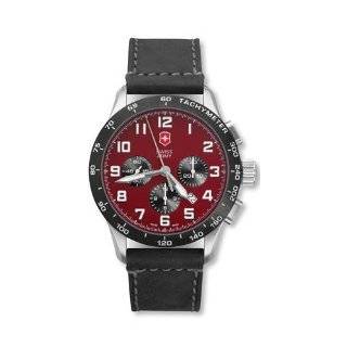   Leather Automatic Chronograph Red Dial Watch by Victorinox Swiss Army