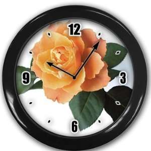   Yellow Rose Wall Clock Black Great Unique Gift Idea: Office Products