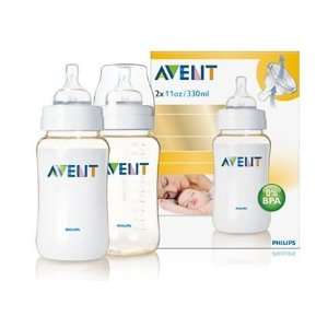  Avent 11 Ounce Durable Natural Feeding Bottle Twin Pack 