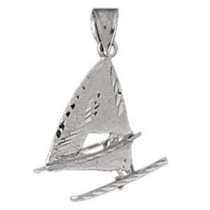   White Gold Pendant Racing Boat 2.2   Gram(s) CleverSilver Jewelry