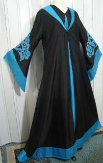    BLACK shantung KUWAITI ABAYA DRESS & COVER UP HIJAB MAXI ARABIC SCA