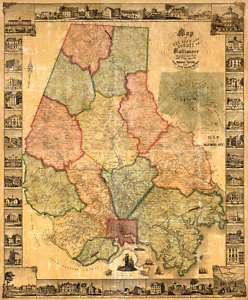 BALTIMORE CITY & COUNTY MD LANDOWNER MAP 1857 MOTP  