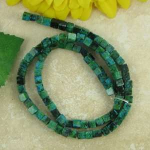 4mm blue green azurite cube beads 16 strand:  Home 