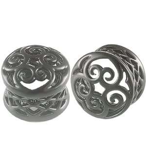  3/4 inch (20mm)   Black Alloy Double Flared Flare Ear 