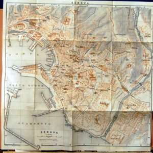  Map 1930 Street Plan Genova Italy Porto Nouvo Borgo