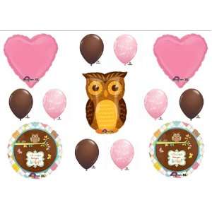  Baby Girl Owl Look Whooo Shower balloons Decorations 