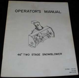 OTHER Operators Manual 46 Two Stage Snowblower  