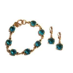 Catherine Popesco 14K Gold Plated Set of Bracelet and Dangle Earrings 