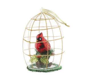 Joan Rivers Gilded Cage Cardinal Ornament W/Stand & Box  