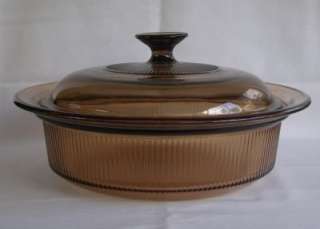 Vintage Corning Ware Visions Amber 1.5 Quart Casserole Dish with Lid V 