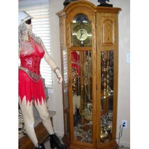  Huge Double Oak and Glass Grandfather Clock Everything 