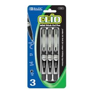 BAZIC Clio Black Color Jumbo Ink Tank Needle Tip Mini Gel Pen w/ Metal 