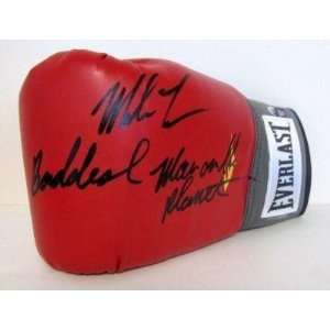  Rare Mike Tyson Signed Red Everlast Glove Baddest Man on 